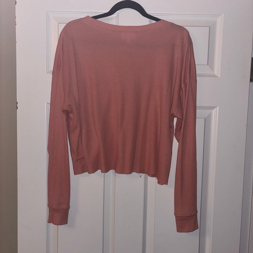 Colsie PJ Set: Waffle-Knit Long Sleeve and Shorts - Picture 3 of 7